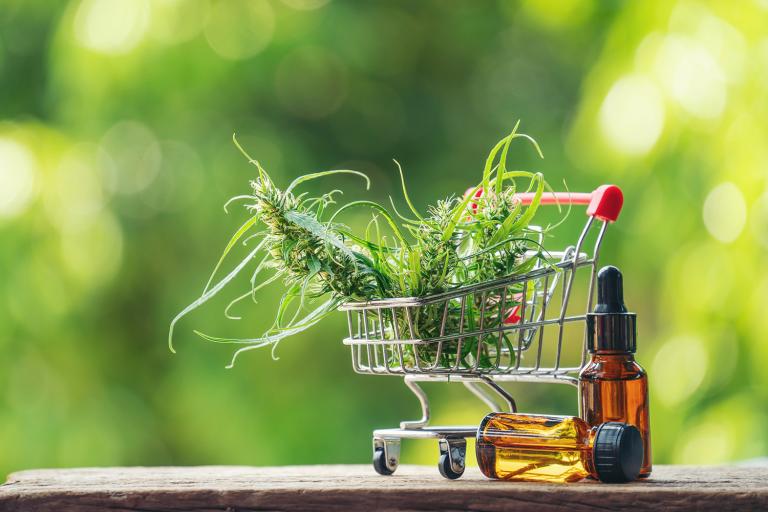 cbd oil in a shopping cart